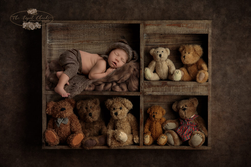 baby in teddy box